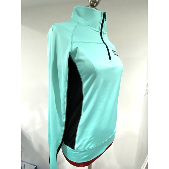 PINK Victorias Secret Ultimate quarter zip pullover top mint green black size S - Picture 5 of 7